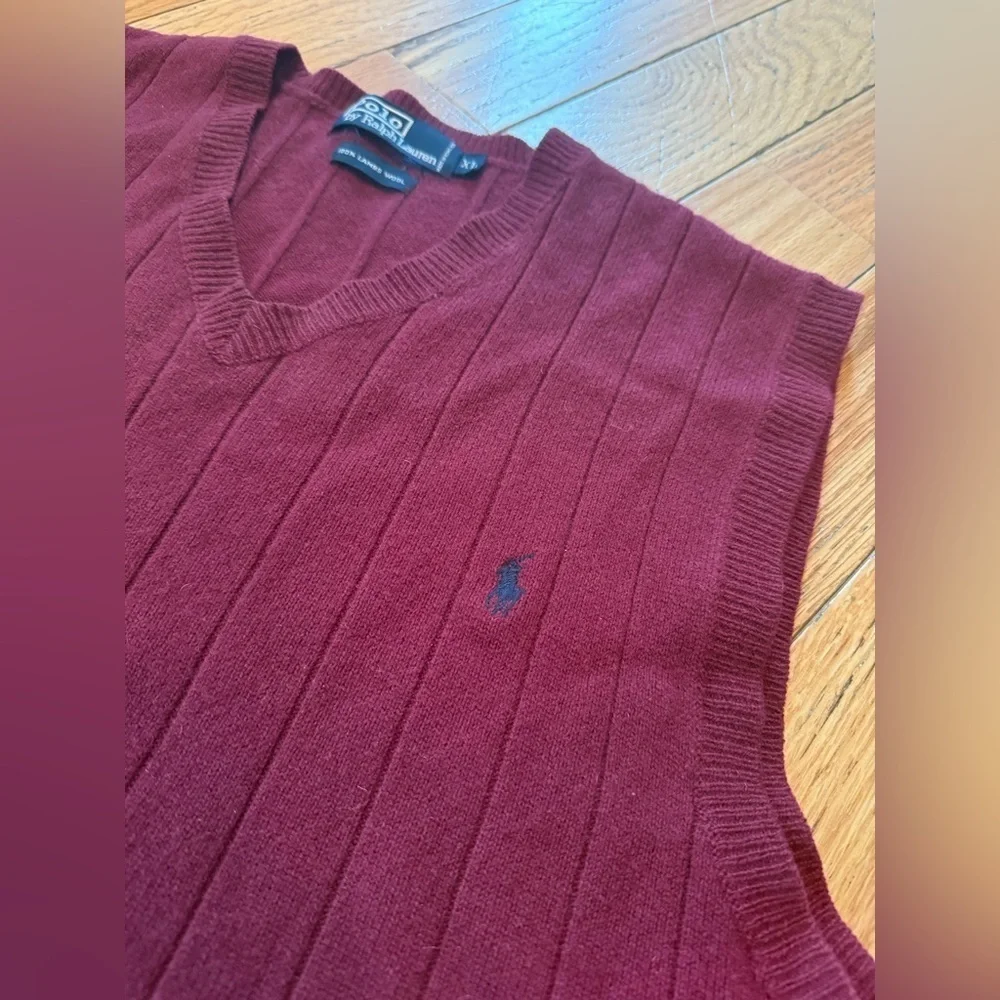 Vintage Polo Ralph Lauren 100% Lambs Wool Sweater Vest Men’s Size XL Burgundy